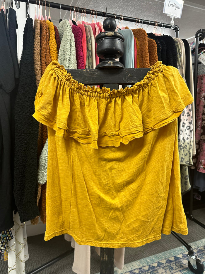 MatildaJane Mustard Ruffle Top    Medium  (005).