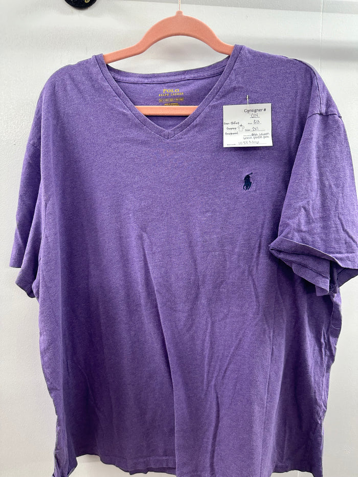 Ralph Lauren Vneck Purple Polo Shirt         2XL         (014)
