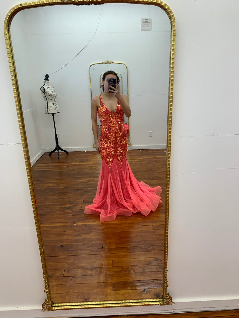 New Primavera Orange Flame Gown - SIze 0