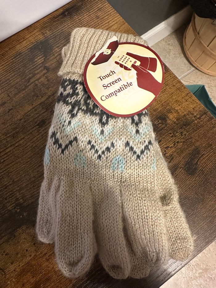 NWT Screen Compatible Beige Aztec Gloves  (001)