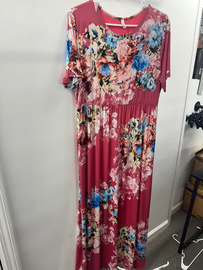 Bellamie Boutiuqe Pink Floral Dress    XL -2X       (001)