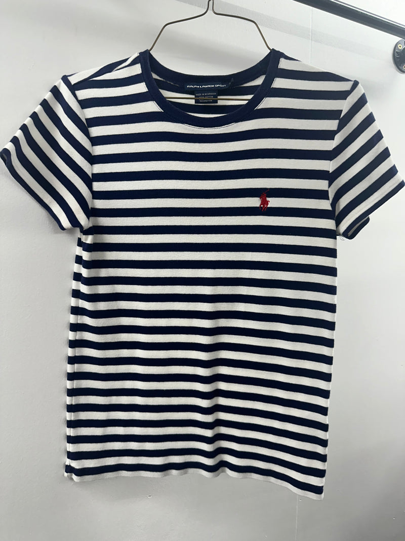 Ralph Lauren Womens Navy Stripe Polo   Large  (020)