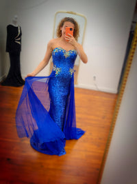 Cinderella Blue Strapless Gown with Cape - Size 6