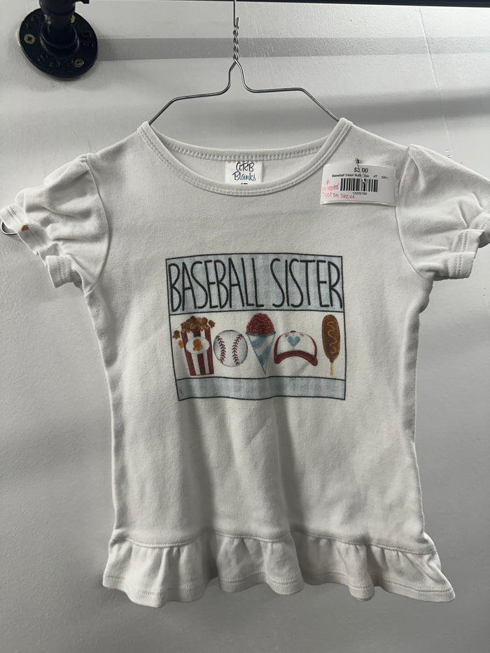 Baseball Sister Ruffle Tee     4T     (001)