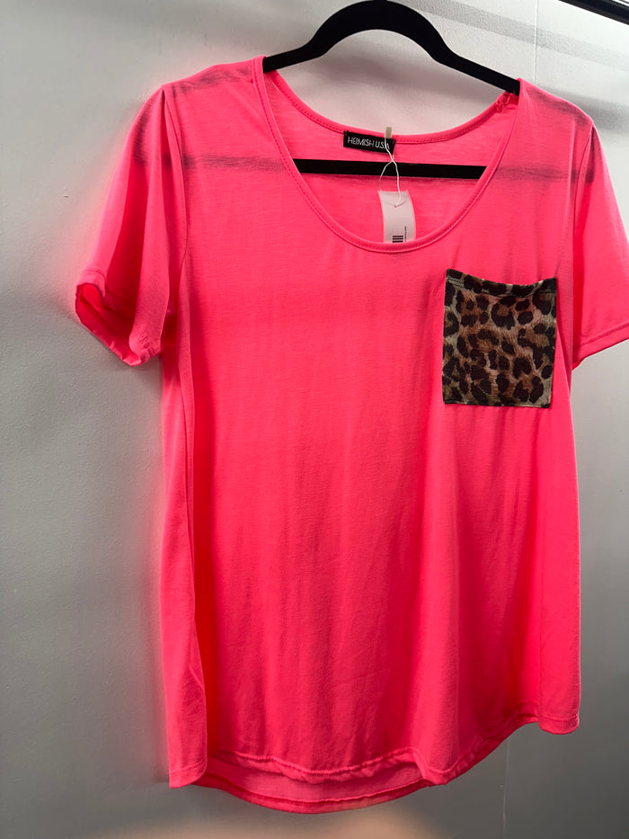 New Hemish Hot Pink Leopard Top   Small  (001)