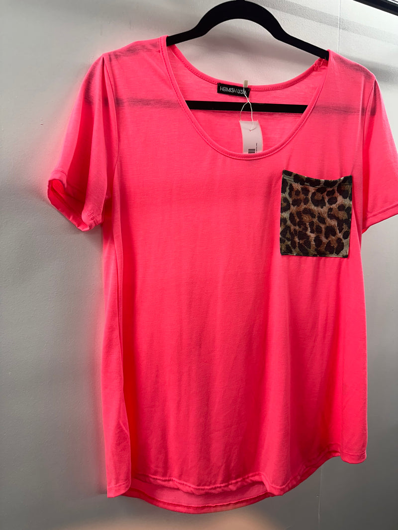 New Hemish Hot Pink Leopard Top   Small  (001)