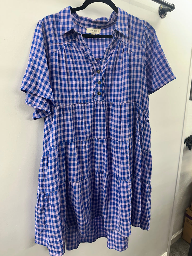 Umgee Blue Plaid Dress/Top    1XL     (001)