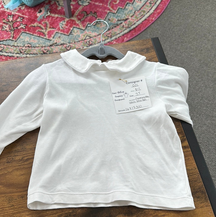 Charming Mary White PeterPan Shirt  3T     (001)