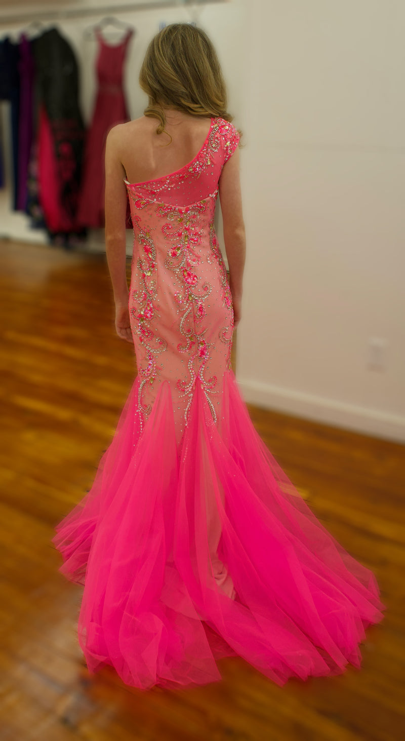 Envious Couture Hot Pink Mermaid Gown - Size 2