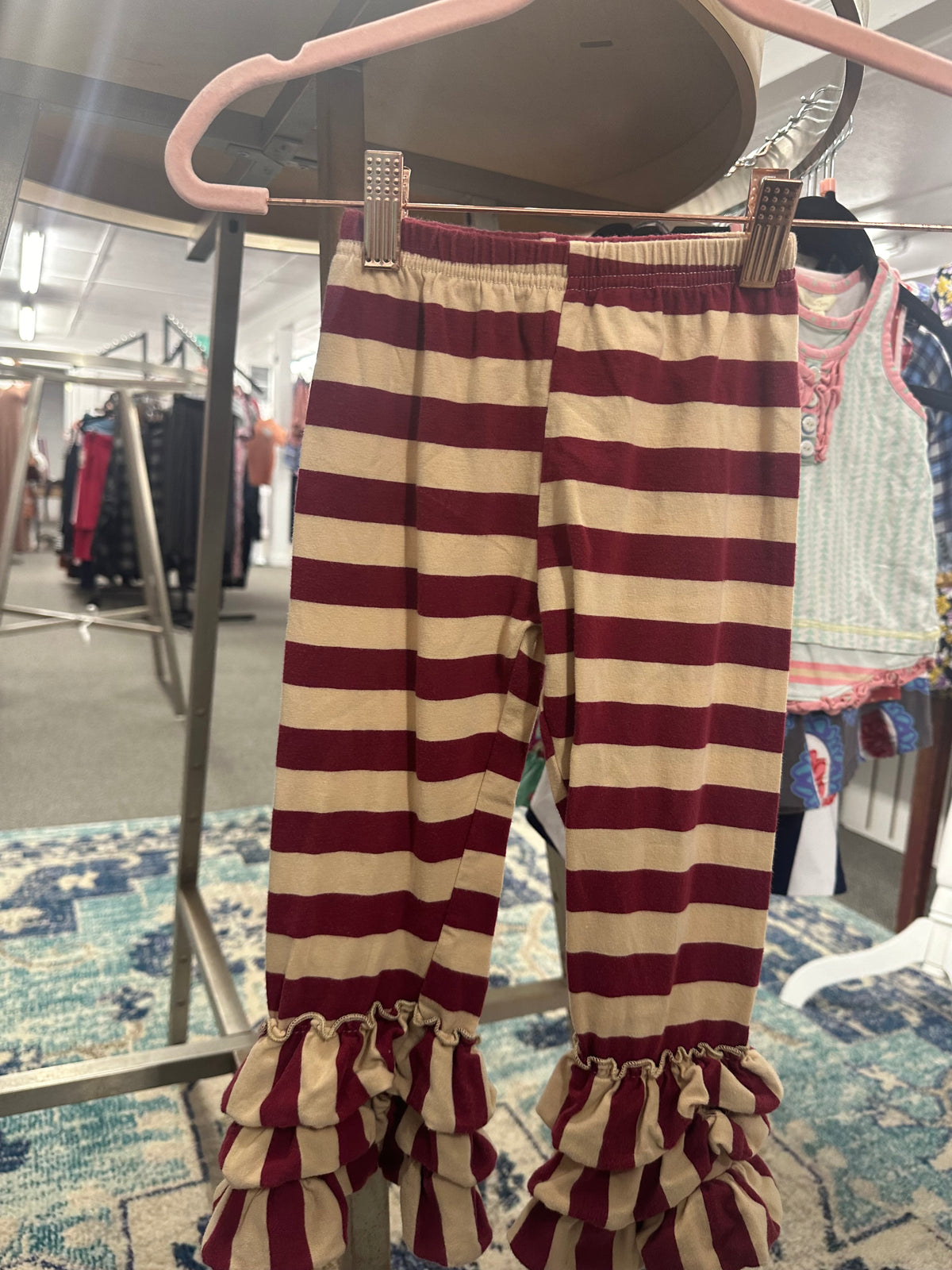 Burgundy/Cream Striped Pants 3T (004)