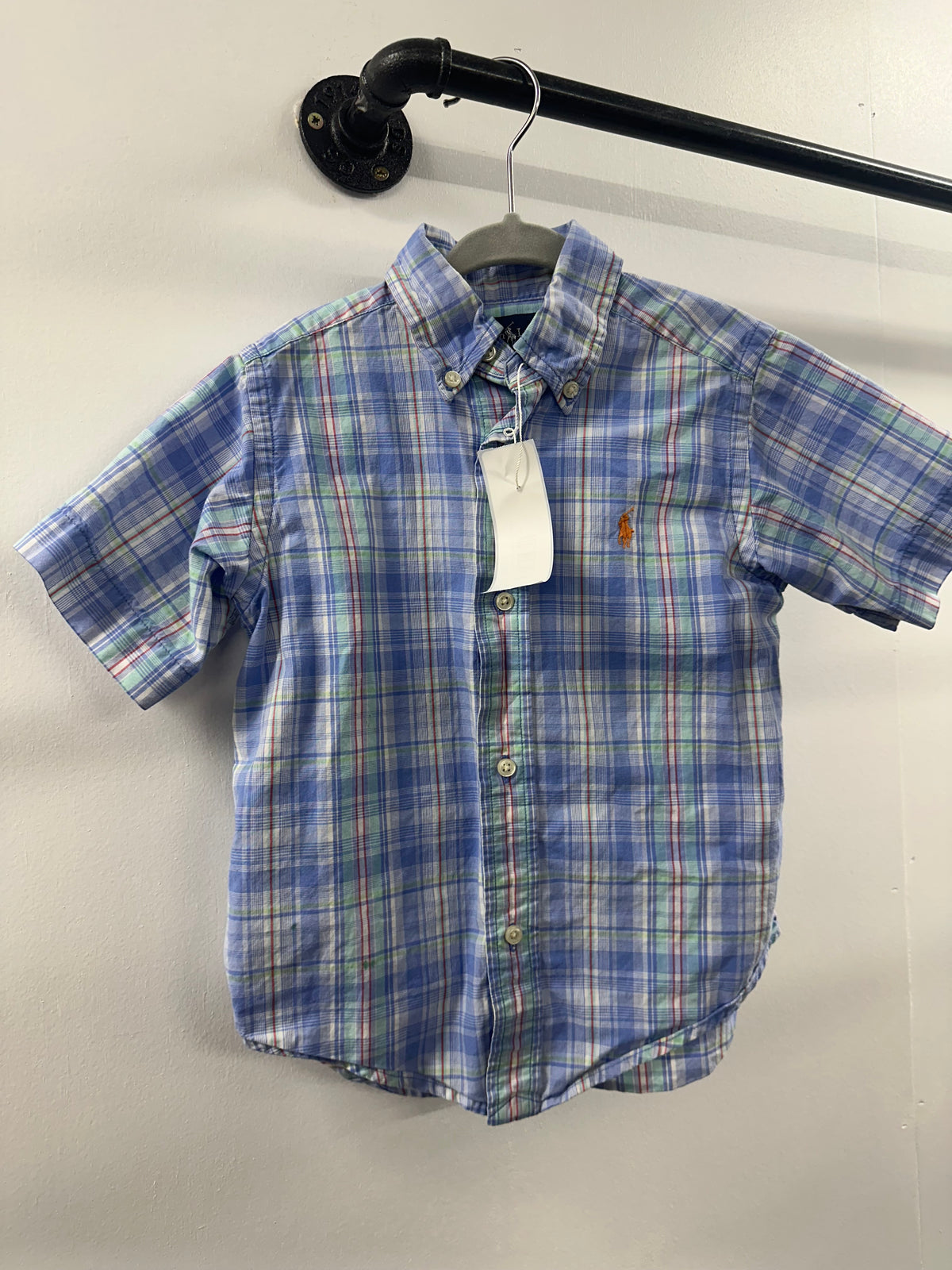 Ralph Lauren Baby Blue Plaid Button Up  3T   (021)