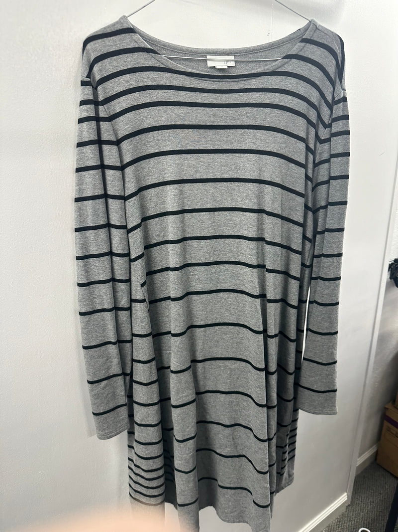 J.Jill Gray Striped Dress     XL    (001)