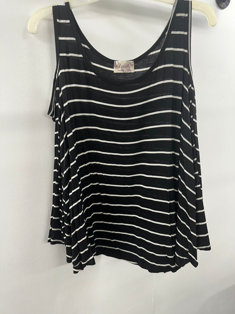 Lavish Black Stripe Tank    Large    (017)