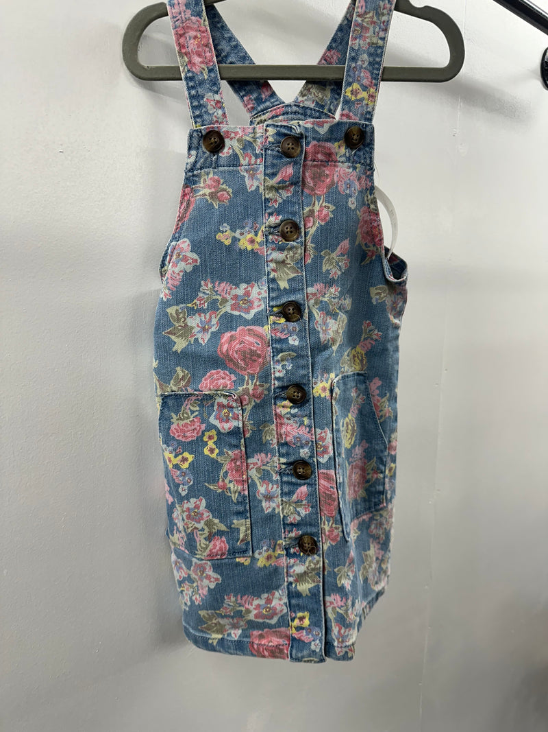 Denim Floral Overall Dress   5T    (004)