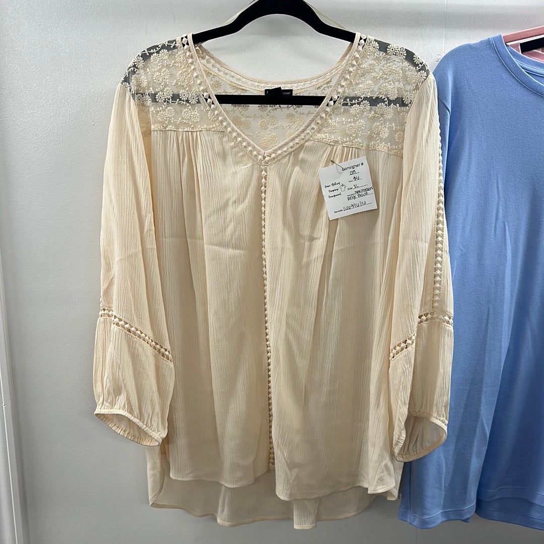 New Directions Beige Blouse     XL      (015)