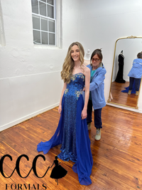 Cinderella Blue Strapless Gown with Cape - Size 6