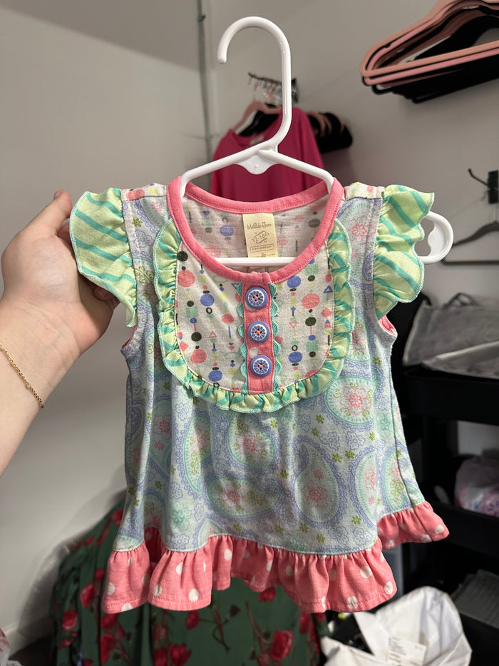 MatilidaJane Pink & Green Top     12-28 Months   (001)