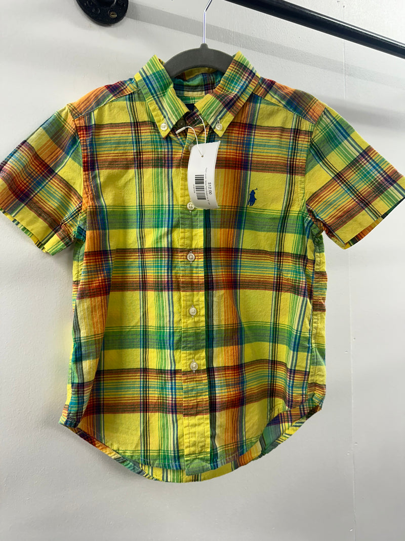 Ralph Lauren Yellow Plaid Button Up  4T  (021 )