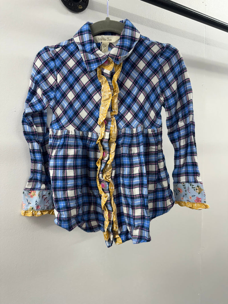 Matilda Jane Blue Plaid Shirt   4T   (004)