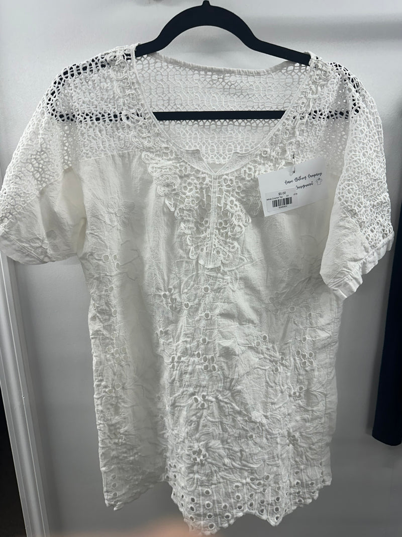 White Crochet Top       3X         (016)
