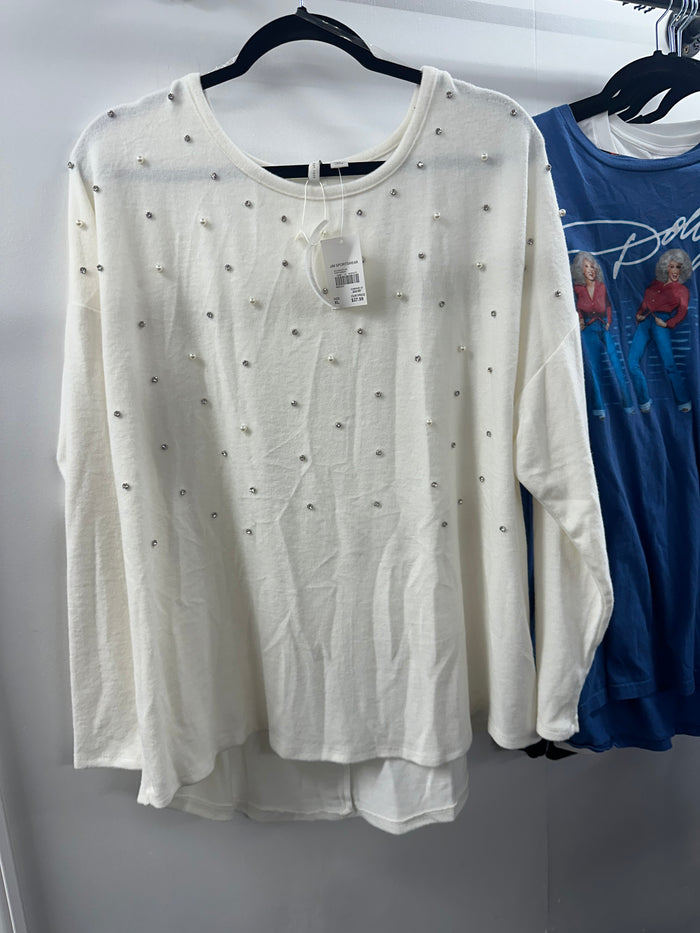 NWT White Sequins Cato Top    XL   (001)