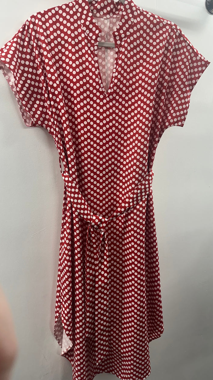 Red Polka Dot Dress  Medium  (020)