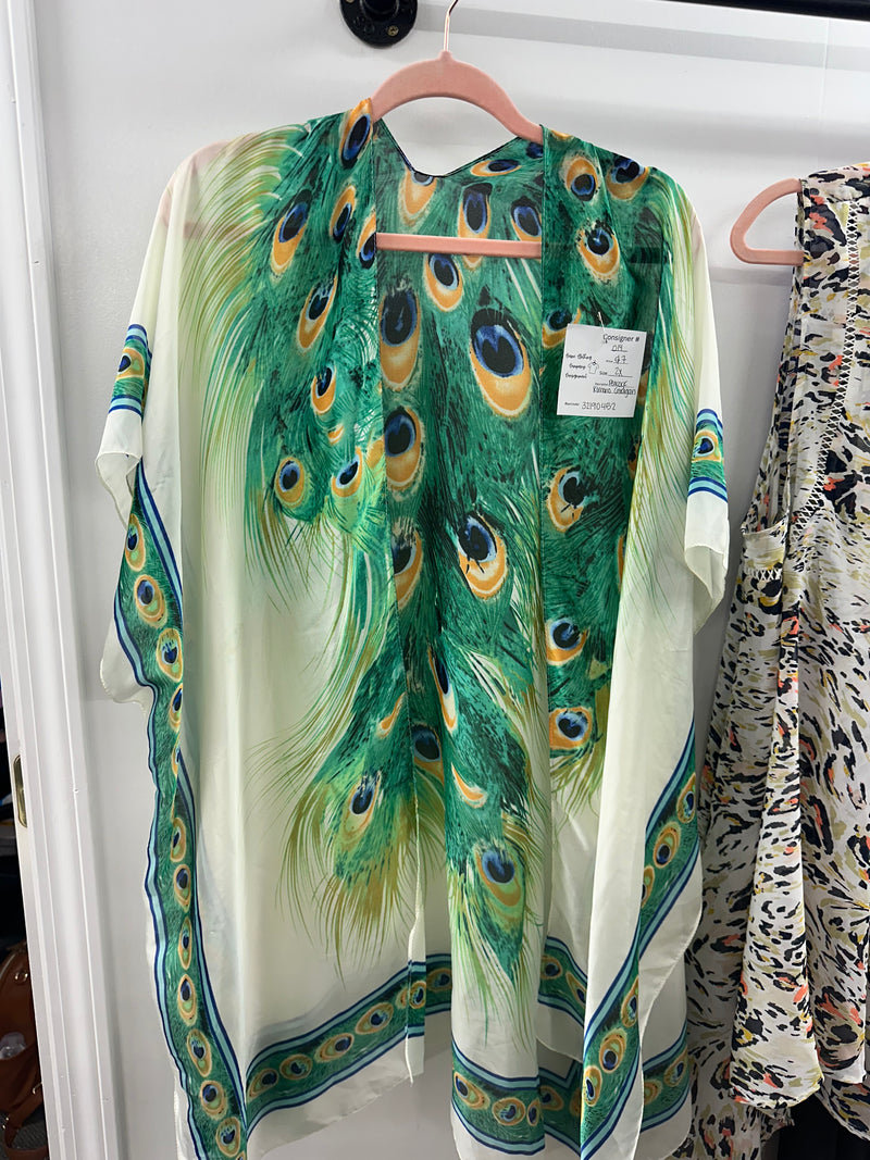 Peacock Kimono Cardigan       2X     (014)