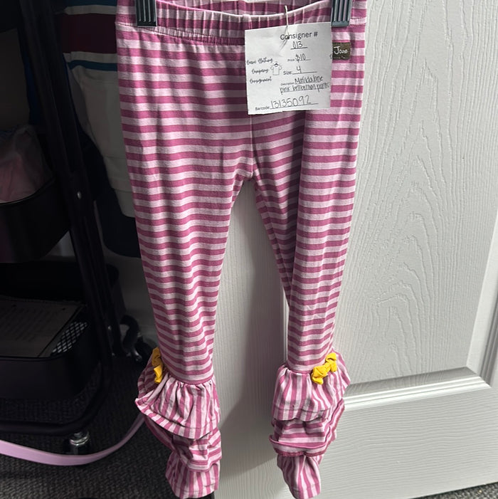 MatildaJane Pink Striped Bellbottoms   Size 4           (013)