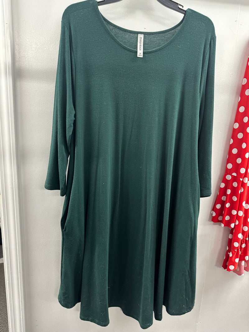 Zenana Green Dress   1X   (001)