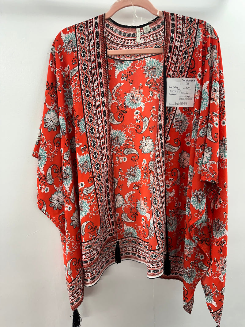 Orange Tassel Kimono      XL     (011)