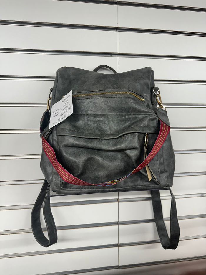 Gray Backpack Purse       (012)