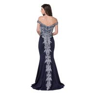 Anny Lee Silver Applique Formal Gown-Size XS