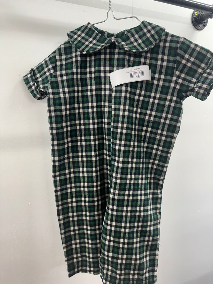 Abielle Green Plaid Romper   12 Months    (001)