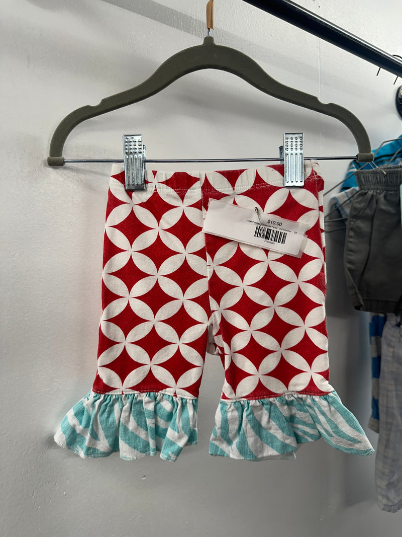 Mud Pie Red/Turquoise Pants   0-6 Months     (001)