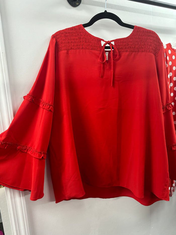 Red Blouse with Bell Sleeve  18/20W   (001)