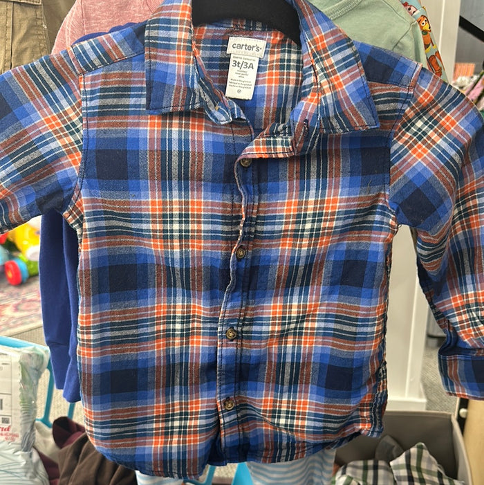 Carters Blue&Orange Button Up Shirt  3T    (001)