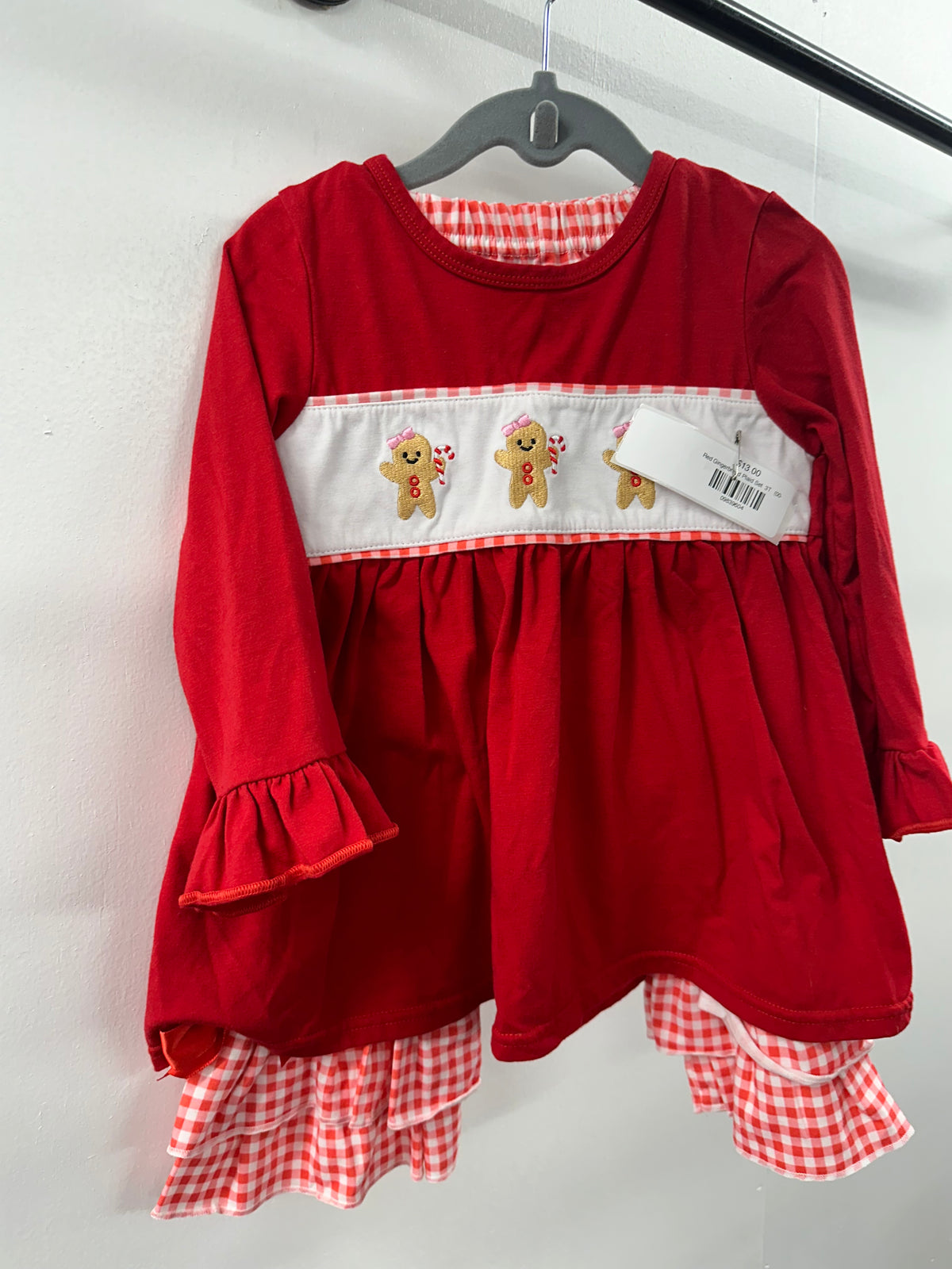 Red Gingerbread Plaid Set  3T   (004)