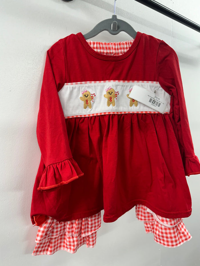 Red Gingerbread Plaid Set  3T   (004)