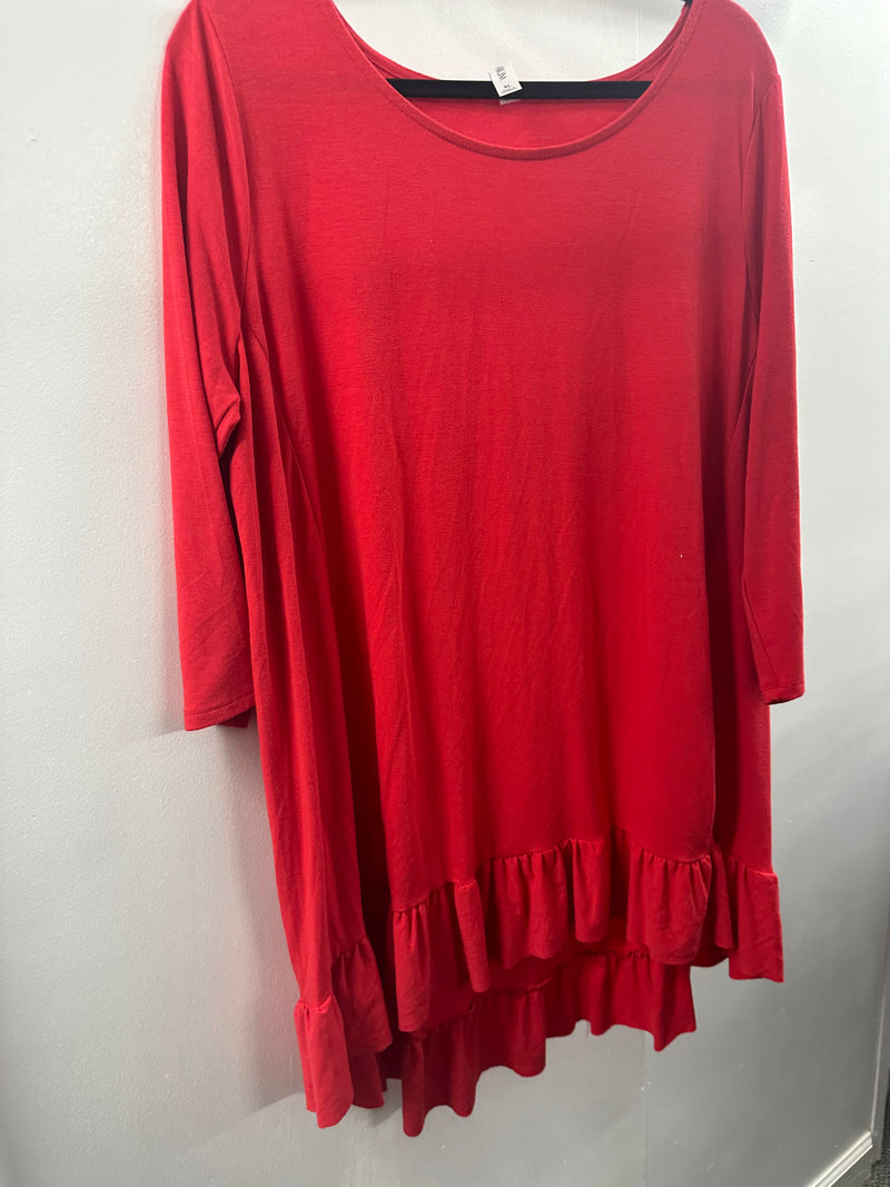 Zenana Red Ruffle Tunic     XL    (001)