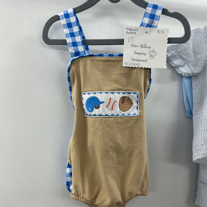 Baseball Tan/Blue Bubble   2T.  (002)