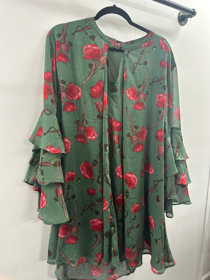 Umgee Green Rose Dress/Top    1XL    (001)