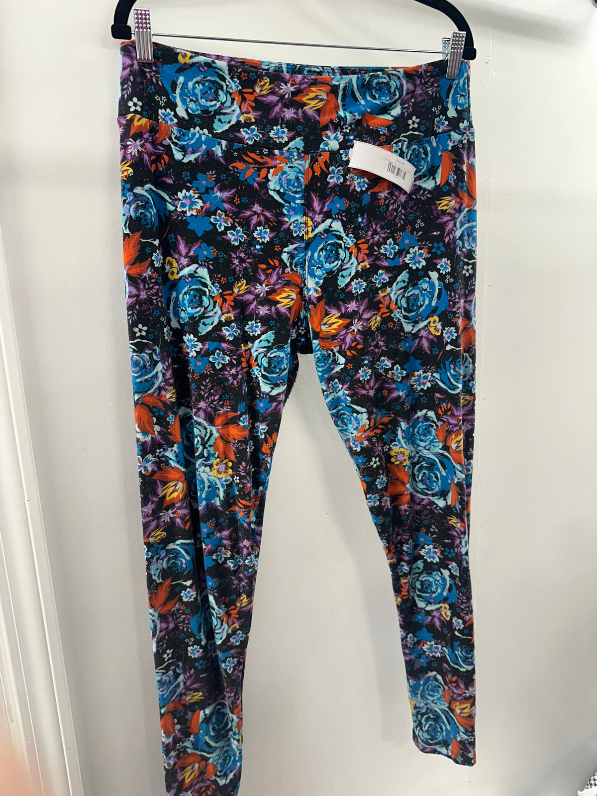 LulaRoe Purple Floral Leggings  Tall & Curvy  (001)