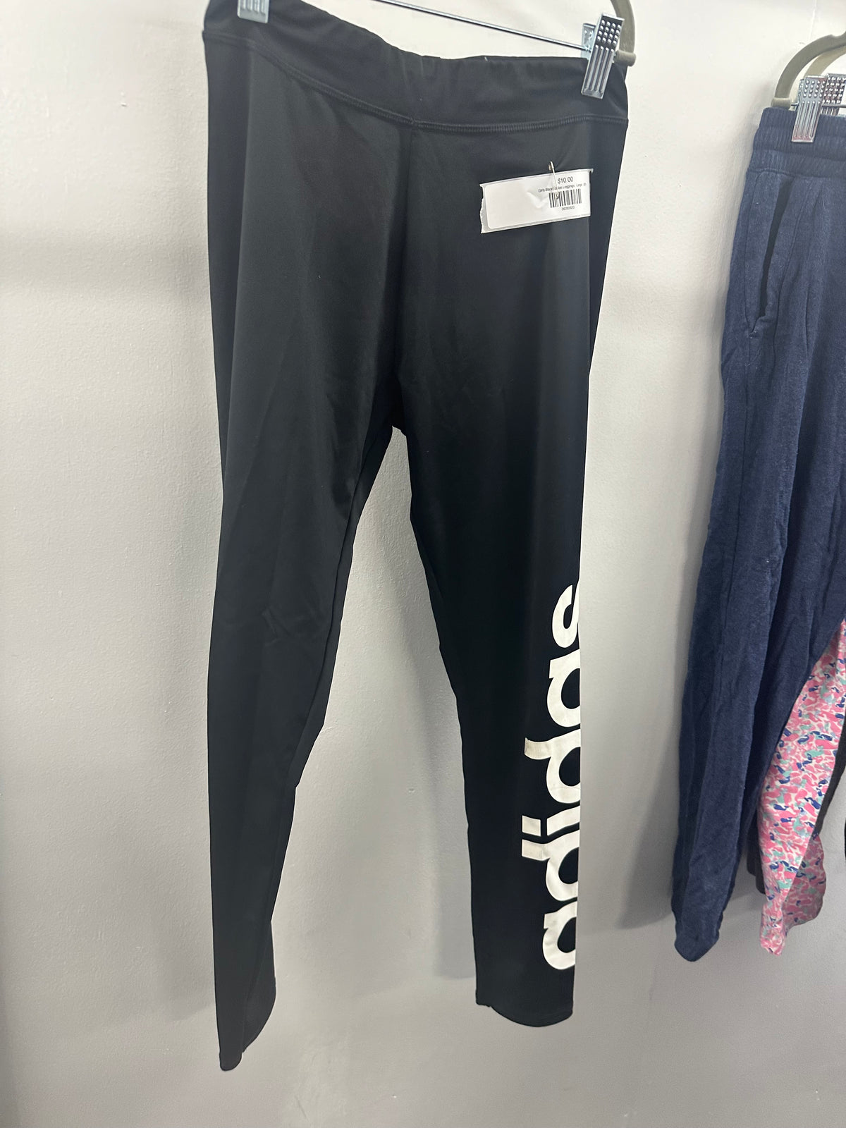 Girls Black Adidas Leggings   Large   (018)