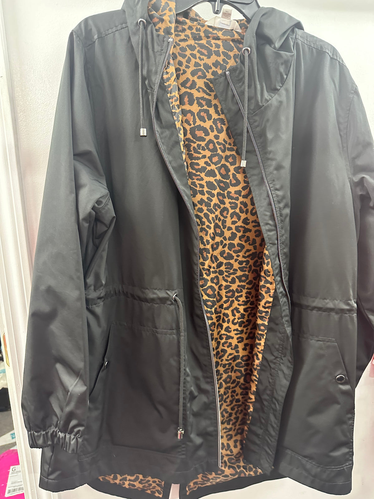 Black Leopard Rain Jacket   XL   (001)