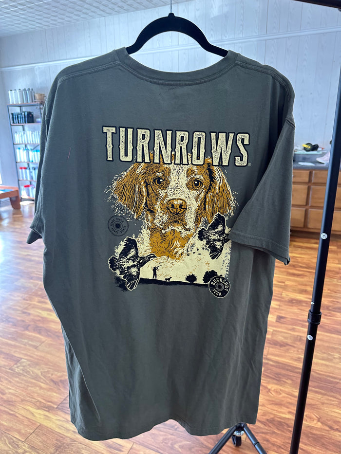 Turnrows Green Dog T-shirt - XL. (001)