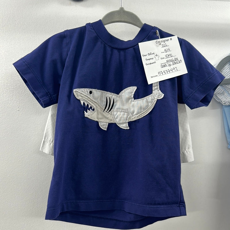 MillieJay Blue Shark 2 PC. Shorts Set.  18Months.  (002)