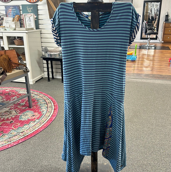 MatildaJane Blue Stripe Dress.  Medium. (007)