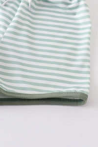 Green Stripe Shorts Set