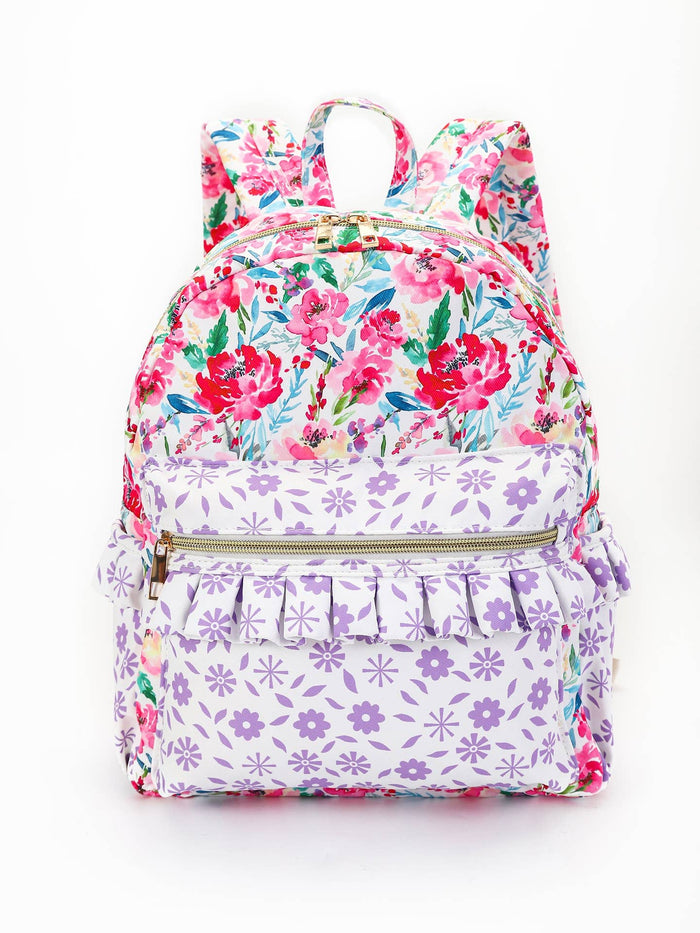 Hot Pink Flower Girls Ruffle Backpack