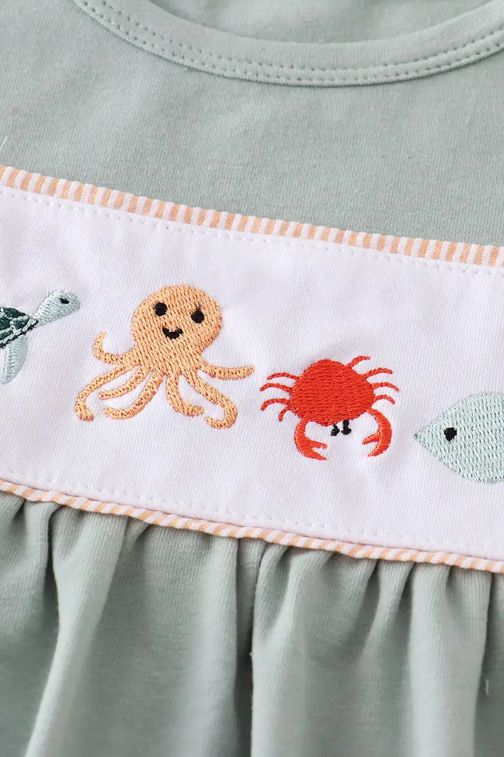 Marine Creature Embroidery Girl Set